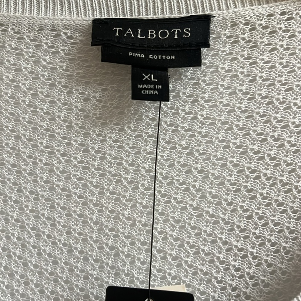 Nwt Talbots Open Stitch Light Gray Button Down Ca… - image 4